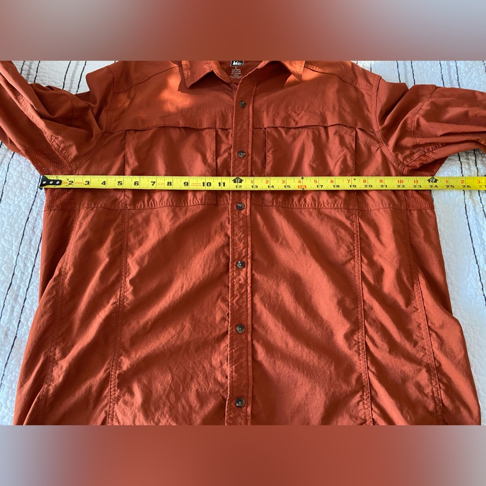 REI Co-op long-sleeve button up shirt in a rust/orange color large - Picture 9 of 10